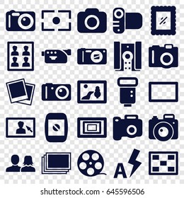 Picture icons set. set of 25 picture filled icons such as camera, photos, man and woman, camera flash, photo, photo for passport, burst, auto flash