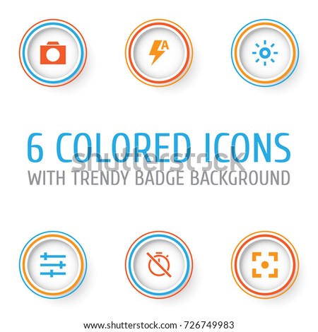 Picture Icons Set. Collection Of Thunder, Capture, Wb Iridescent And Other Elements. Also Includes Symbols Such As Flash, Capture, Auto.