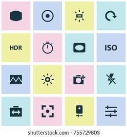 Picture Icons Set. Includes Icons Such As Photo, Capture, Monitor And Other.