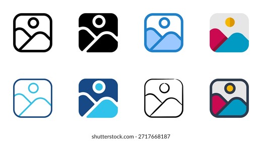 Los iconos de imagen establecen la colección de varios estilos. Trazo editable 
