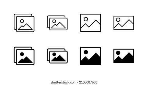 Picture icons set. photo gallery sign and symbol. image icon