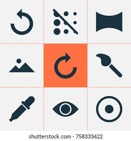 Picture Icons Set With Pipette, Dartboard, Reload And Other Pipette Elements. Isolated Vector Illustration Picture Icons.