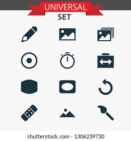 Picture icons set with timer, adjust, healing and other dartboard elements. Isolated vector illustration picture icons.