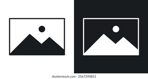 Picture icons in solid black and white colors