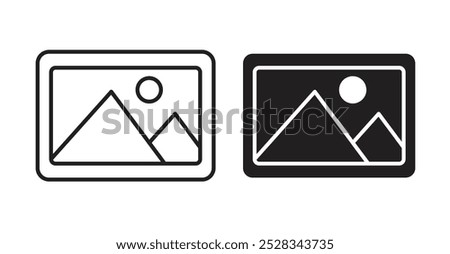 Picture icons. Vector set in filled and line style.