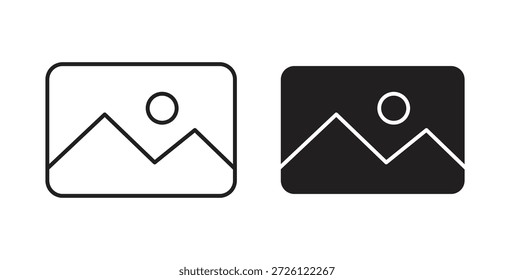 Símbolo de Vector de iconos de imagen con trazo editable y versiones planas
