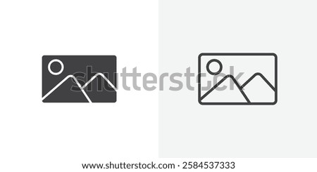 Picture icons vectors illustrations in black fill and liner versions