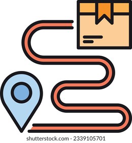 una ilustración de un marcador de mapa y un paquete