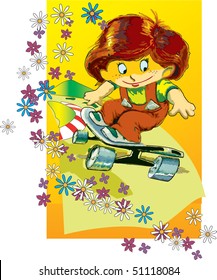 picture with the image of boy on a summer theme