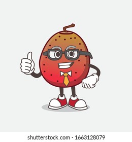 A picture of Indian Fig cartoon businessman mascot character wearing tie and glasses