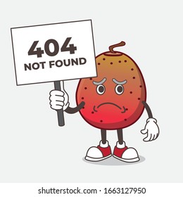 A picture of Indian Fig cartoon mascot character holding a board sign message