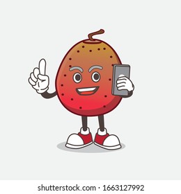 A picture of Indian Fig cartoon mascot character speaking on the phone