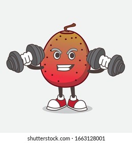Una foto de un personaje mascota de dibujos animados indios sobre el ejercicio de fitness probando campanas