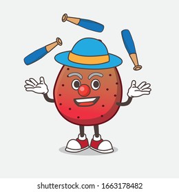 A picture of Indian Fig cartoon mascot character play Juggling