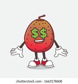 A picture of Indian Fig cartoon mascot character with money symbol on eyes