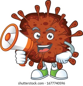 A picture of infection coronavirus with a megaphone