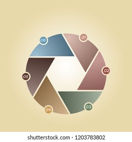 In the picture infographic - a circle with gradients without text in six positions. Infographics for business, presentation, site, project.