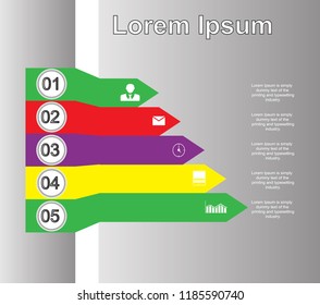 In the picture infographic with five loans in four colors. Infographics with text, for site, magazine, presentations, new infographics.