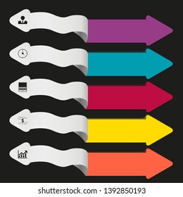 In the picture infographic on 5 positions, infographics icons for text. Infographics for presentation, project, business.
