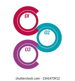 In the picture infographic is round on 3 positions. Infographic without text, only numbers. Infographics for business, project, presentation.