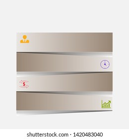 In the picture infographics in the form of stripes, rectangular. Infographics is empty, in four steps with icons. Infographics for business, project, presentation.
