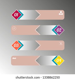 In the picture infographics for four positions with numbers, icons, an example of the design of the text. Infographics for project business, presentations.