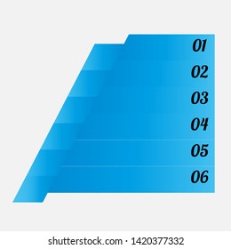 In the picture infographics of rectangular on six steps with the numbering, blue color. Infographics for business, project, presentation.