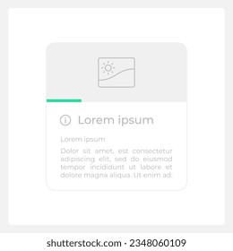 Plantilla de elemento UI de información de imagen. Componente de tablero de vectores aislado editable. Interfaz de usuario plana. Presentación de datos visuales. widget de diseño web para aplicaciones móviles con tema ligero