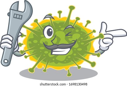 A picture of insthoviricetes mechanic mascot design concept