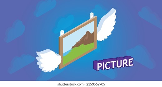 Picture isometric design icon. Vector web illustration. 3d colorful concept