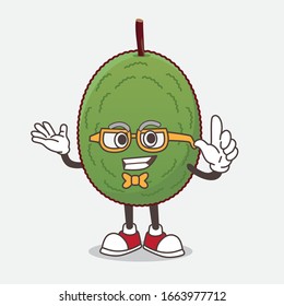 A picture of Jackfruit cartoon mascot character in geek style