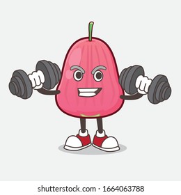 A picture of Java Apple cartoon mascot character on fitness exercise trying barbells