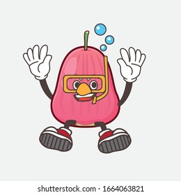A picture of Java Apple cartoon mascot character wearing Diving glasses