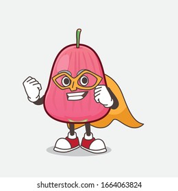 A picture of Java Apple cartoon mascot character dressed as a Super hero