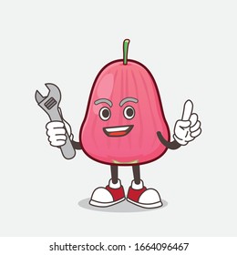 A picture of Java Apple cartoon mascot character as happy mechanic