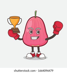 A picture of Java Apple cartoon mascot character as Boxing winner of arcade game machine