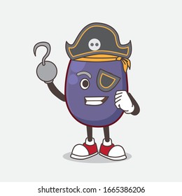 A picture of Java Plum cartoon mascot character in pirate style and wearing hat