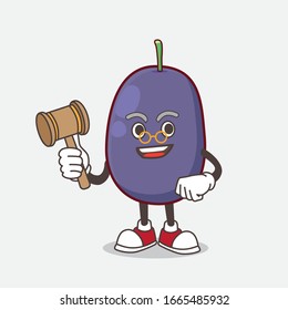 Ein Bild von Java-Plum-Cartoon-Maskottfigur als weisen Richter