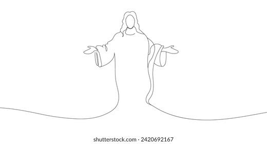 picture of Jesus Christ drawn with a solid line. Vector illustration