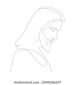 a picture of Jesus Christ drawn with a solid line. Vector illustration