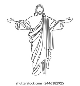 una imagen de Jesucristo dibujada con una línea sólida. Ilustración vectorial