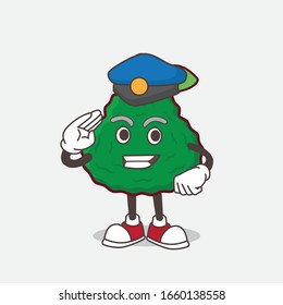 A picture of Kaffir Lime cartoon mascot character working as a Police officer
