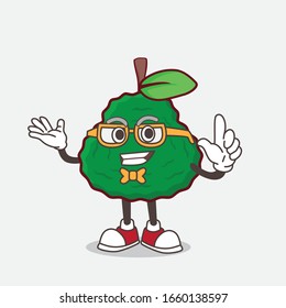 A picture of Kaffir Lime cartoon mascot character in geek style