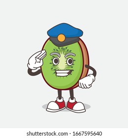 A picture of Kiwi Fruit cartoon mascot character working as a Police officer