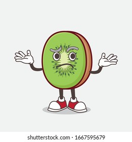 A picture of Kiwi Fruit cartoon mascot character in comical grinning expression