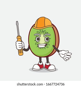 A picture of Kiwi Fruit mascot character as smart technician