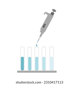 The picture of laboratory experiments that shows the micropipette was dropping the solution to the test tube.