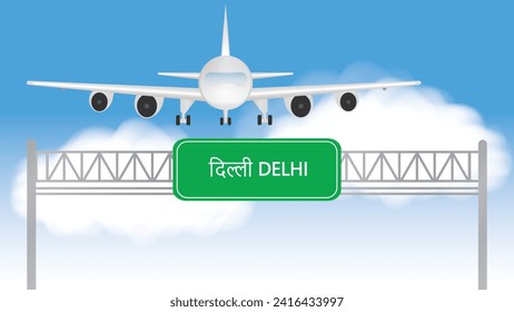 picture of a landing or taking off plane in Delhi Airport India