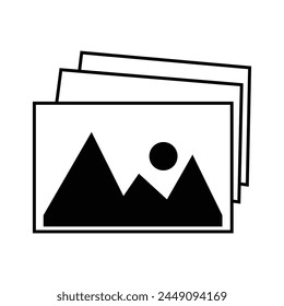 picture landscape icon symbol vector. on white background. gallery icon vector, silhouette of an image, Photo album icon. Vector illustration. Eps file 235.