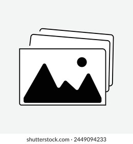 picture landscape icon symbol vector. on grey background. gallery icon vector, silhouette of an image, Photo album icon. Vector illustration. Eps file 236.